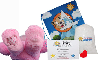 Make Your Own Stuffed Animal 16" "Pink Patches Bear - No Sew - Kit with Cute Backpack!