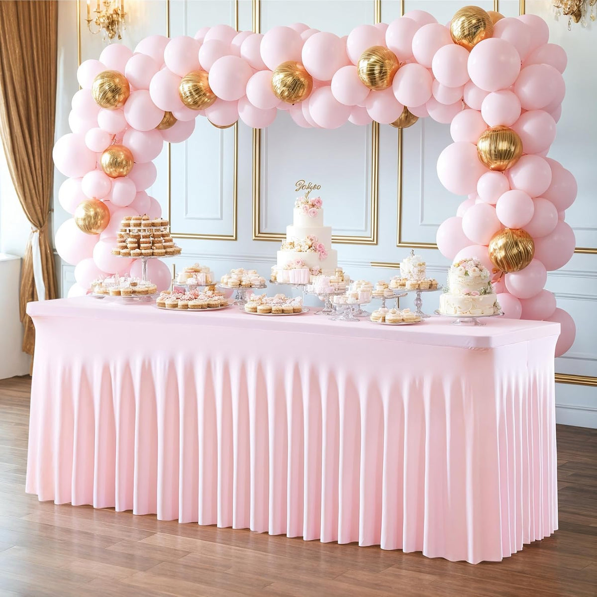 2 Pack Pink Table Cloth for 6 Foot Rectangle Tables Spandex Fitted Tablecloth 6ft Stretch Table Covers Skirt Pink Banquet Tablecloths Wrinkle Free Tablecloth for Party Wedding Birthday Event