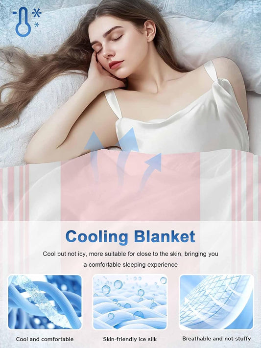 Pink Striped Cooling Blanket - 30"x40" Modern Classic Stripe Rustic Farmhouse Country Summer Cooling Blankets for Hot Sleepers, Keeps Cool for Night Sweats Lightweight Blanket for Couch Bed