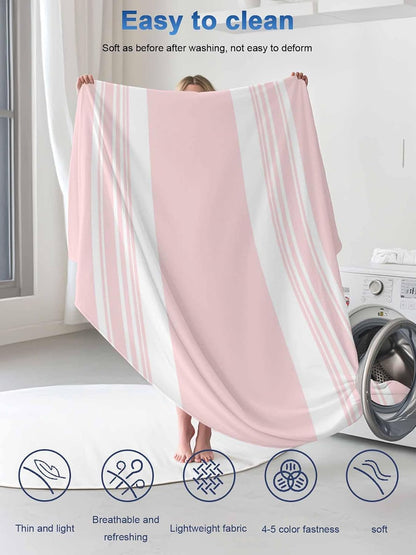 Pink Striped Cooling Blanket - 30"x40" Modern Classic Stripe Rustic Farmhouse Country Summer Cooling Blankets for Hot Sleepers, Keeps Cool for Night Sweats Lightweight Blanket for Couch Bed