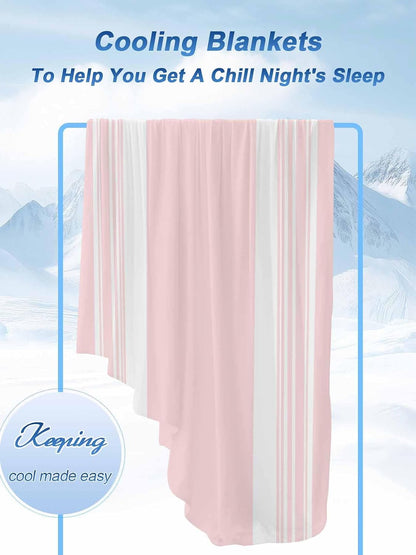 Pink Striped Cooling Blanket - 30"x40" Modern Classic Stripe Rustic Farmhouse Country Summer Cooling Blankets for Hot Sleepers, Keeps Cool for Night Sweats Lightweight Blanket for Couch Bed