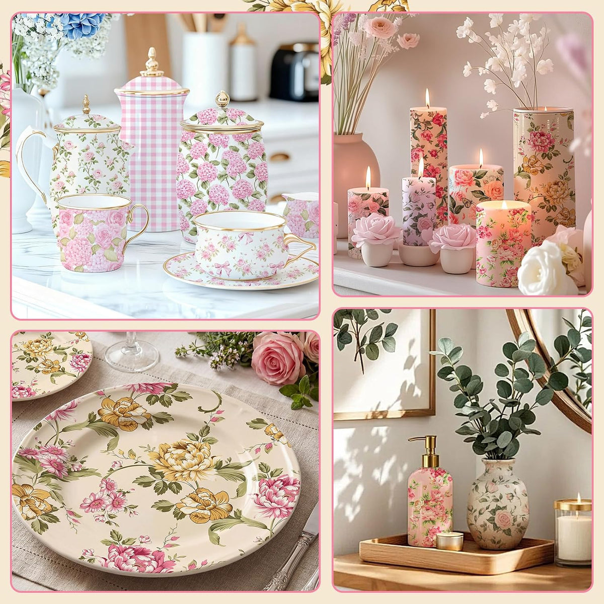 144 Pack 13 Inch Pink Floral Decoupage Paper Napkins for Decorative