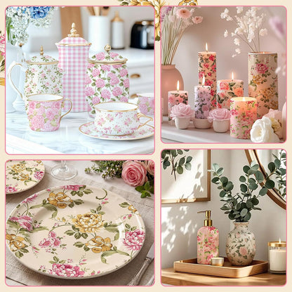 144 Pack 13 Inch Pink Floral Decoupage Paper Napkins for Decorative