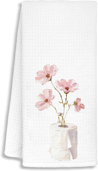 Floral Bathroom Hand Towels,Summer Decor,Pink Floral Bathroom Decor