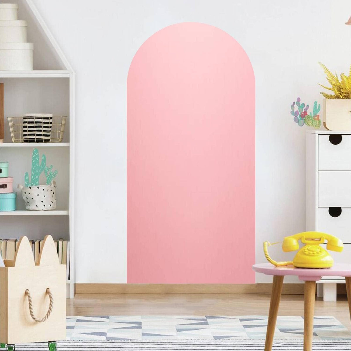 Arch Wall Decal Abstract Pink Pink Paper in Pastel Colours Bright Halftone Light Paper Peel and Stick Wallpaper Self-Adhesive Removable Wall Sticker Mural Wall Decor for Living Room Bedroom Nursery