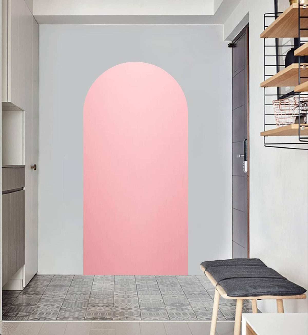 Arch Wall Decal Abstract Pink Pink Paper in Pastel Colours Bright Halftone Light Paper Peel and Stick Wallpaper Self-Adhesive Removable Wall Sticker Mural Wall Decor for Living Room Bedroom Nursery