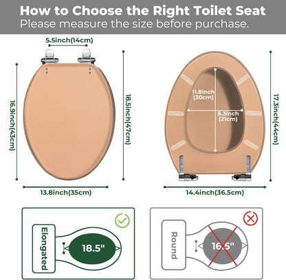 Decorative Peach Toilet Seat Cover, Elongated Concrete Wall Art Design with Quick Release Hinges, Easy to Install, Quietly Close