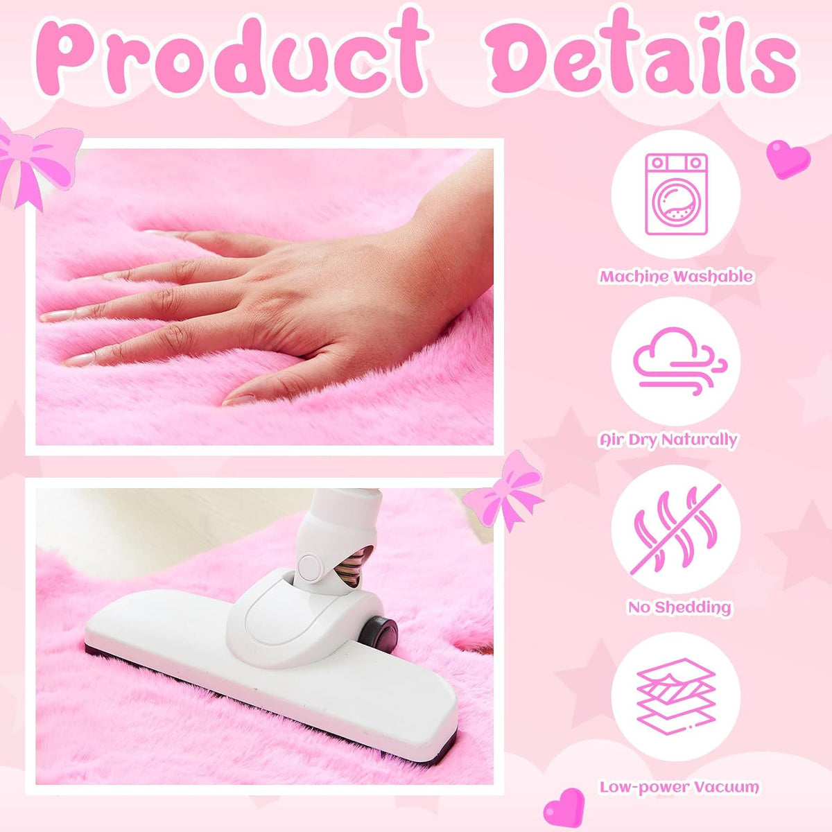 Pink Bow Rug 2x3 ft Coquette Bow Area Rug for Girls Bedroom Decor