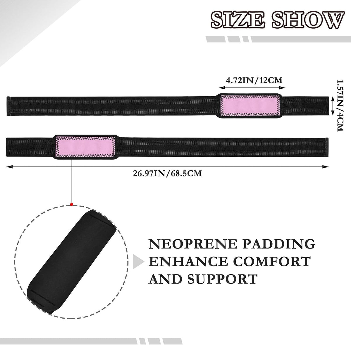 Peach Neoprene Padded Lifting Straps, 26.9" Length, 1.5" Width, Lifting Wrist Straps for Weightlifting