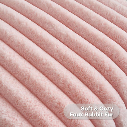 Pack of 2 Faux Fur Throw Pillow Covers 18x18 Inch, Pink