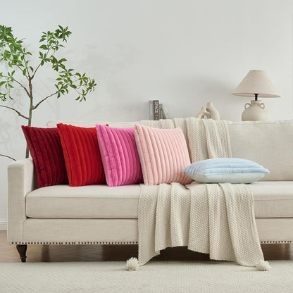 Pack of 2 Faux Fur Throw Pillow Covers 18x18 Inch, Pink