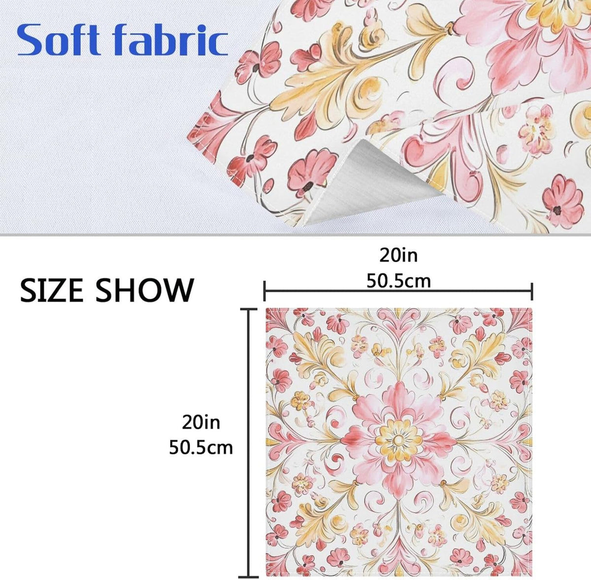 Dinner Napkins Cloth Print Retro Trendy Floral Paisley Gold Peach Everyday Polyester Napkins Cloth Dinner Set of 6 20 x 20in