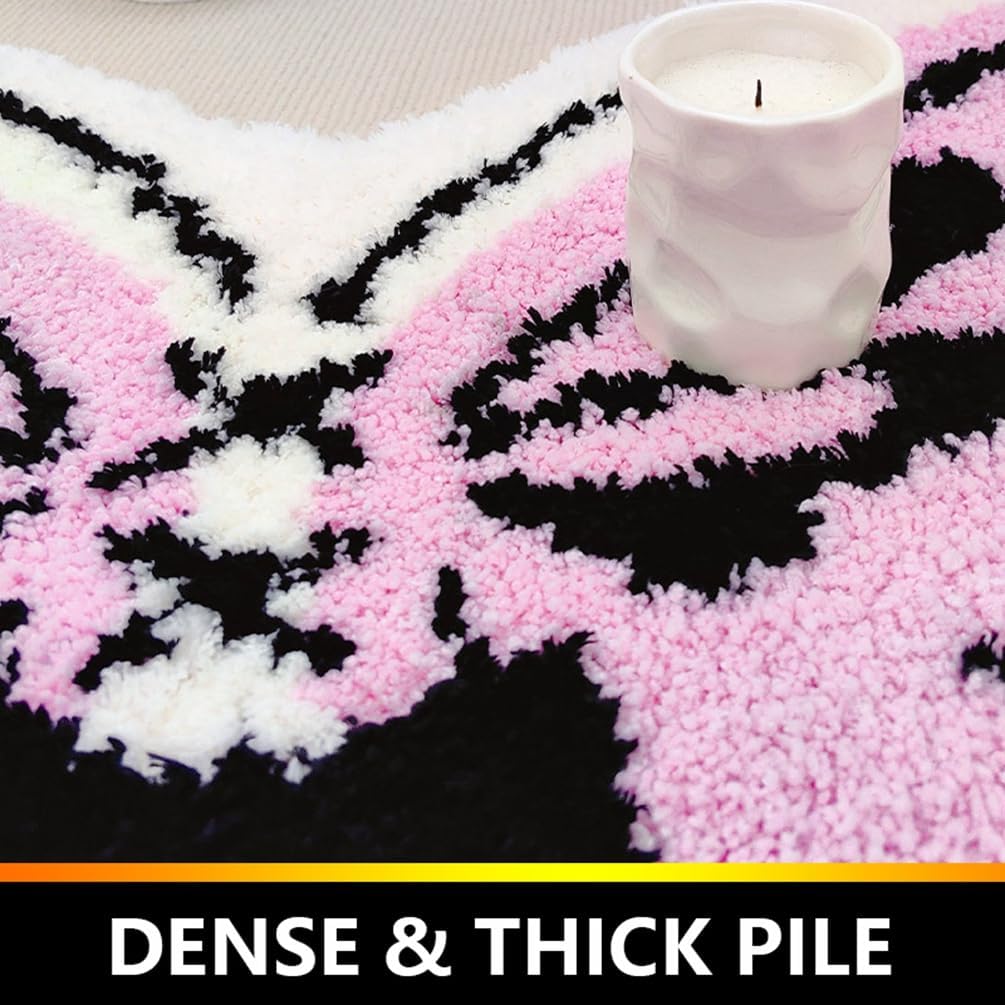 Butterfly Shaped Bath Mats for Bathroom,Extra Soft Fluffy Microfiber Bath Rug,Super Absorbent Non Slip Shower Door Mat Cute Funny Thick Plush Kids Throw Rugs for Bedroom,Living Room 24" x 38"