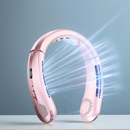 Portable Neck Cooling Fan, 100-Speed, Bladeless Design, USB-C Rechargeable, Ultra quiet at 60 wind speeds, digital display(ROSE PINK)