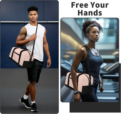 Small Gym Bag 14 inch lightweight Carry On Mini Duffel Bag for Travel Sport - Pink