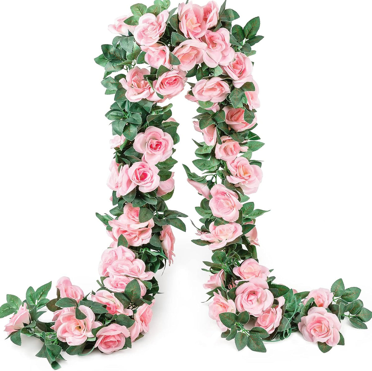 2 Pack Artificial Pink Rose Garland Vine