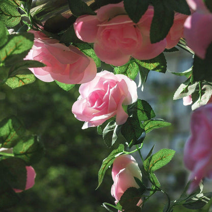 2 Pack Artificial Pink Rose Garland Vine