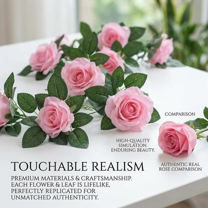 2 Pack Artificial Pink Rose Garland Vine