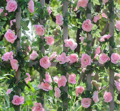 2 Pack Artificial Pink Rose Garland Vine