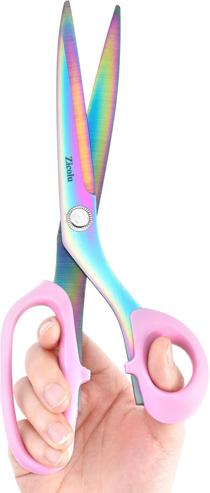 Fabric Scissors, 9" Titanium Coating Sewing Scissors, All Purpose Sharp Heavy Duty Fabric Scissors for Cutting Clothes Leather Classic Stainless Steel Professional Fabric Shears for Tailor Home, Pink