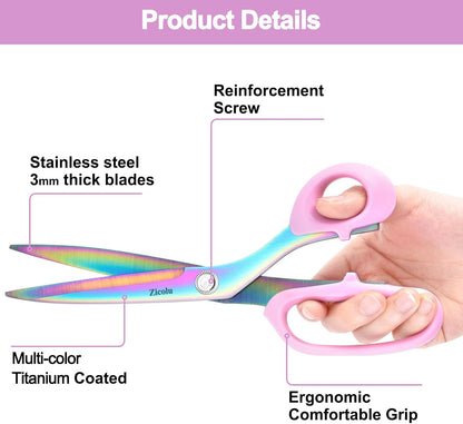 Fabric Scissors, 9" Titanium Coating Sewing Scissors, All Purpose Sharp Heavy Duty Fabric Scissors for Cutting Clothes Leather Classic Stainless Steel Professional Fabric Shears for Tailor Home, Pink