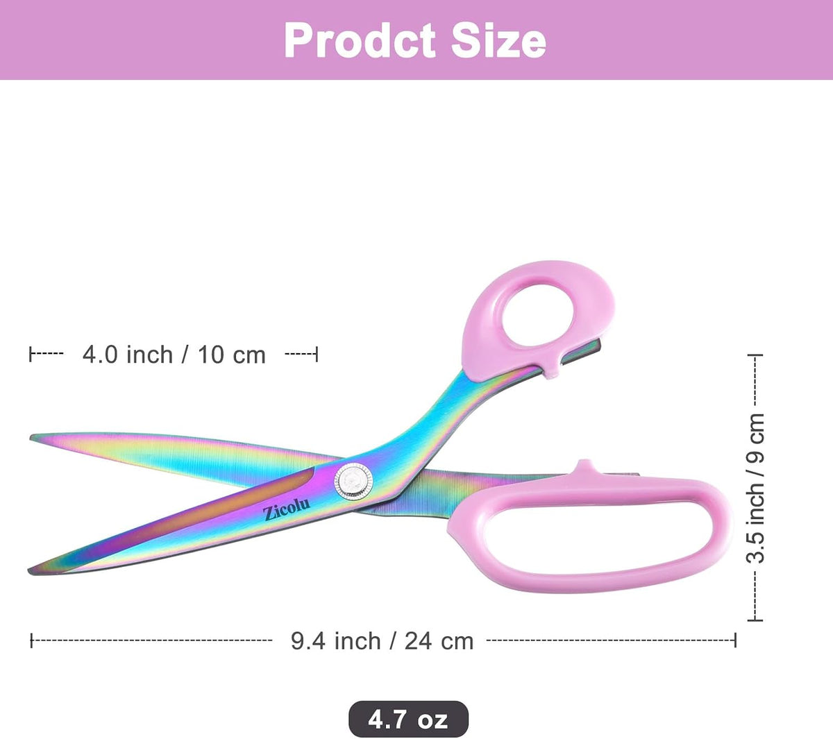 Fabric Scissors, 9" Titanium Coating Sewing Scissors, All Purpose Sharp Heavy Duty Fabric Scissors for Cutting Clothes Leather Classic Stainless Steel Professional Fabric Shears for Tailor Home, Pink