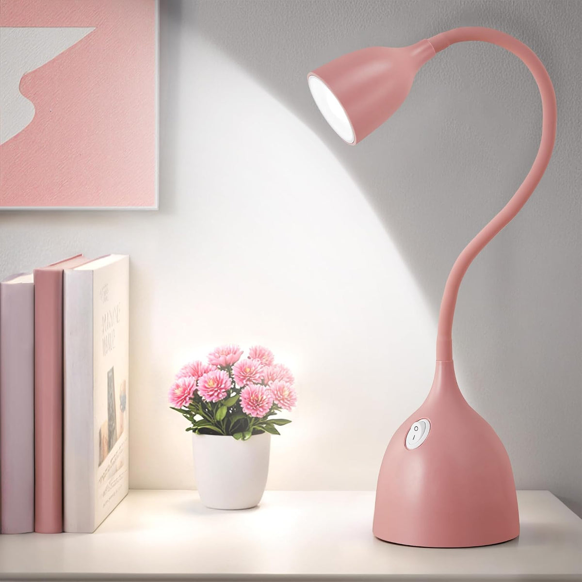 EJIAXIN Desk Lamp for College Dorm Room - LED Reading Light, Pink