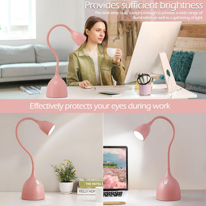 EJIAXIN Desk Lamp for College Dorm Room - LED Reading Light, Pink