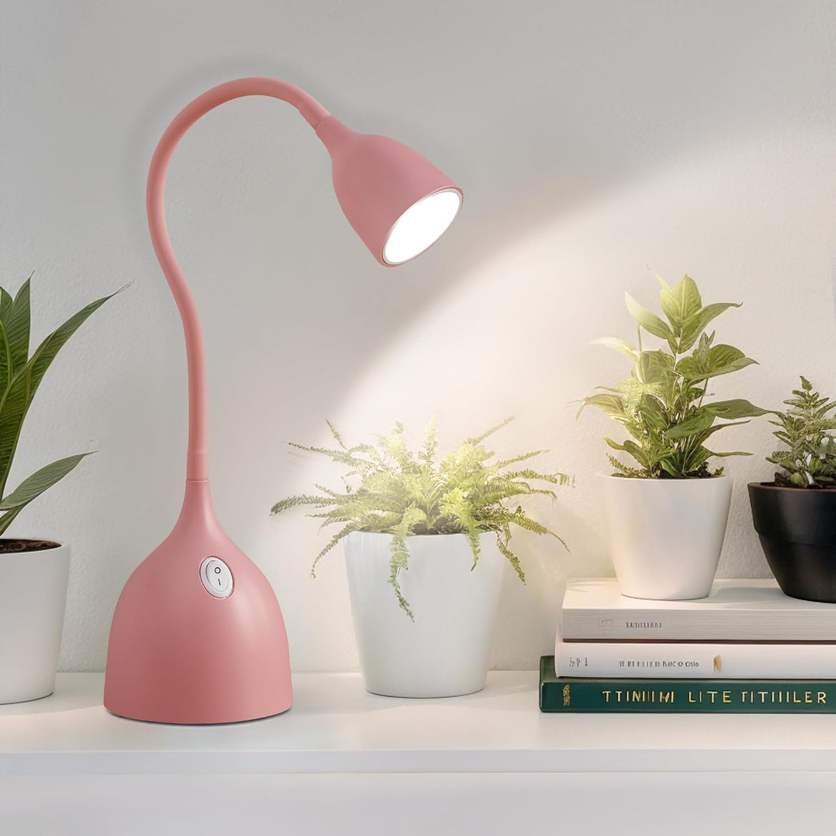 EJIAXIN Desk Lamp for College Dorm Room - LED Reading Light, Pink