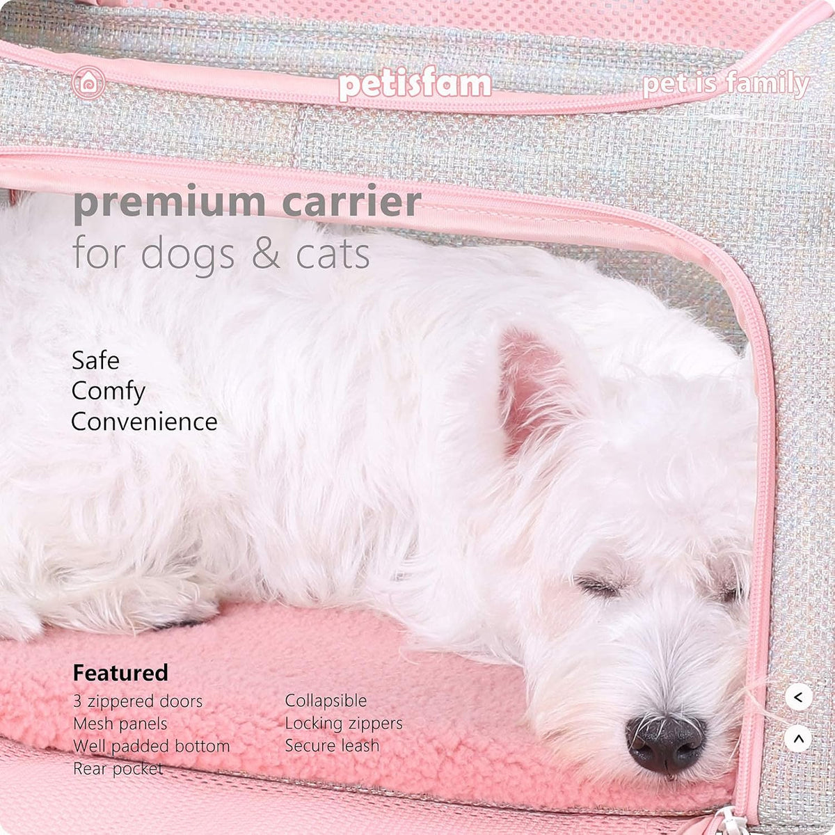 Soft Cute Travel Pet Carrier Bag for Medium Cats, Kitty and Puppy, Fantasy Pink, M
