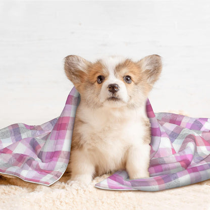 Waterproof Dog Blanket Soft Pet Blanket for Puppy Cat, Fleece Cat Throw Blankets for Furniture Bed Couch Sofa Reversible - Pastel Pink Gingham 2