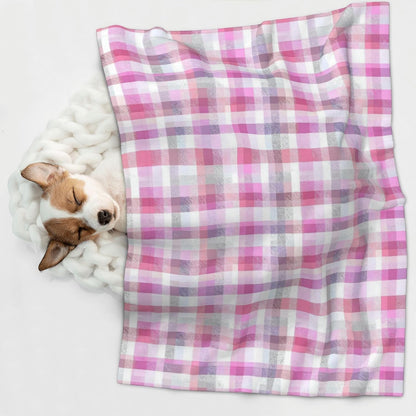 Waterproof Dog Blanket Soft Pet Blanket for Puppy Cat, Fleece Cat Throw Blankets for Furniture Bed Couch Sofa Reversible - Pastel Pink Gingham 2