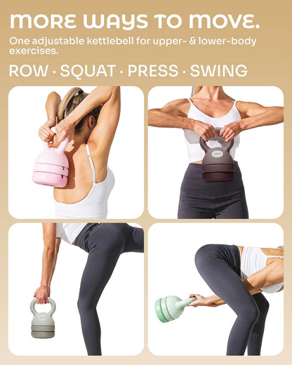 Adjustable Kettlebell for Women | 5LB, 8LB, 12LB | Home Strength Training