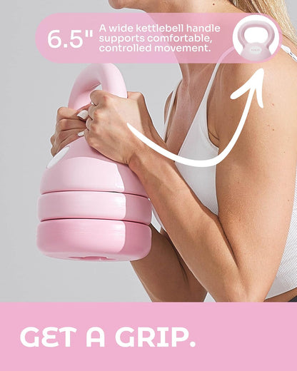 Adjustable Kettlebell for Women | 5LB, 8LB, 12LB | Home Strength Training
