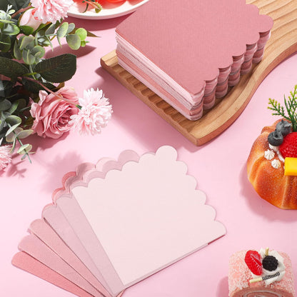 Kochorie 150 Pack Scalloped Napkins Gradient Pink Disposable 2 Ply Mix Color Napkins Beverage Cocktail Napkins for Party Wedding Bridal Shower Dinner, Dusty Pink