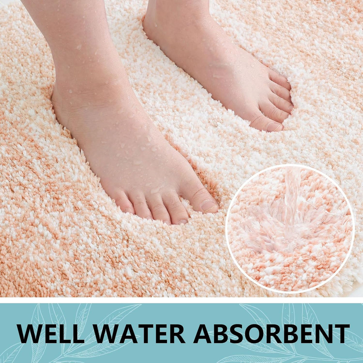 Microfiber Bathroom Rugs, Shaggy Soft Absorbent Bath Rug, 36x24
