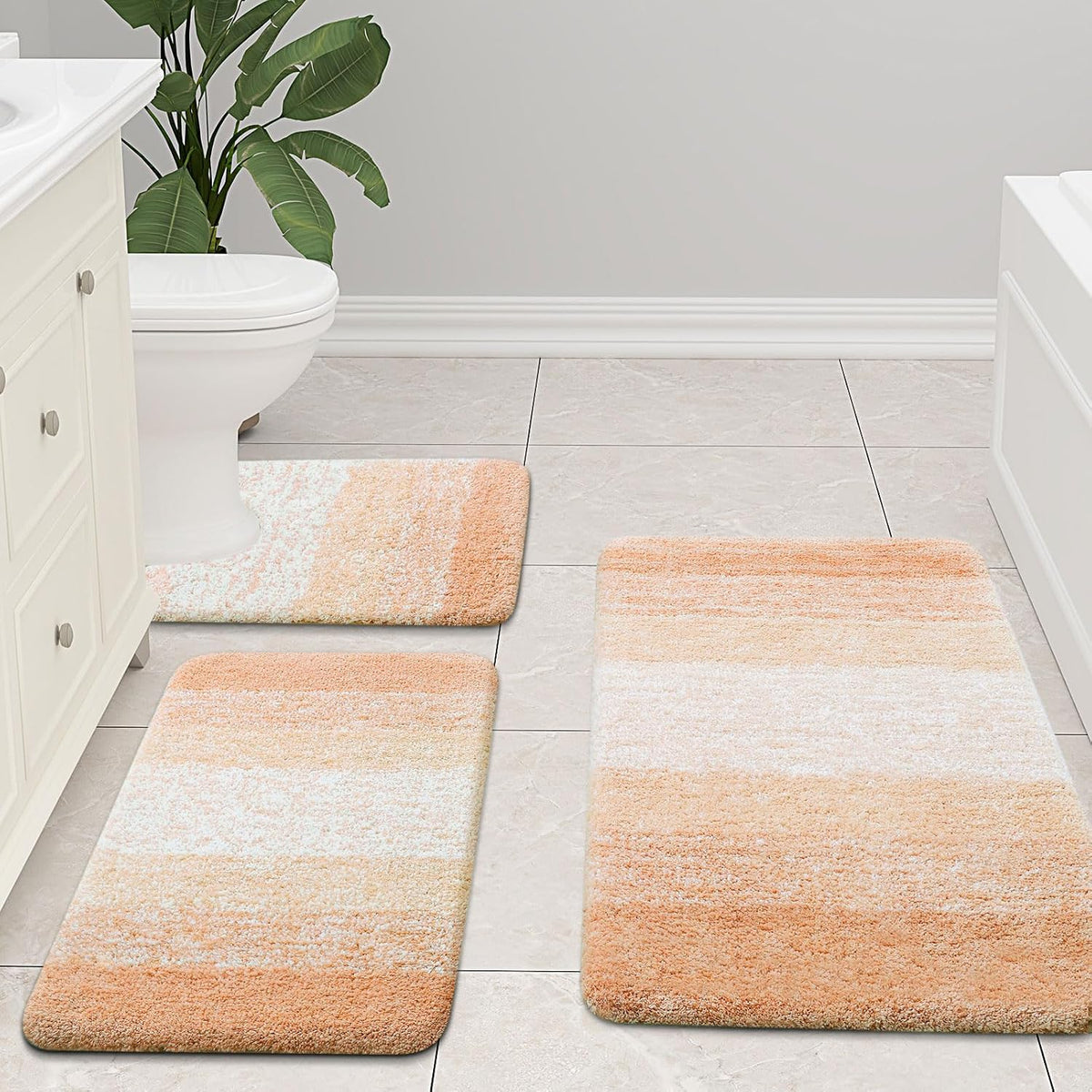 Microfiber Bathroom Rugs, Shaggy Soft Absorbent Bath Rug, 36x24