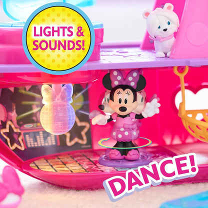 Junior Minnie Mouse Bowdazzling Yacht, Lights and Sounds, 16-piece Playset with Figures, Pink, Boat, Bonus Pieces, Kids Toys for Ages 3 Up by Just Play