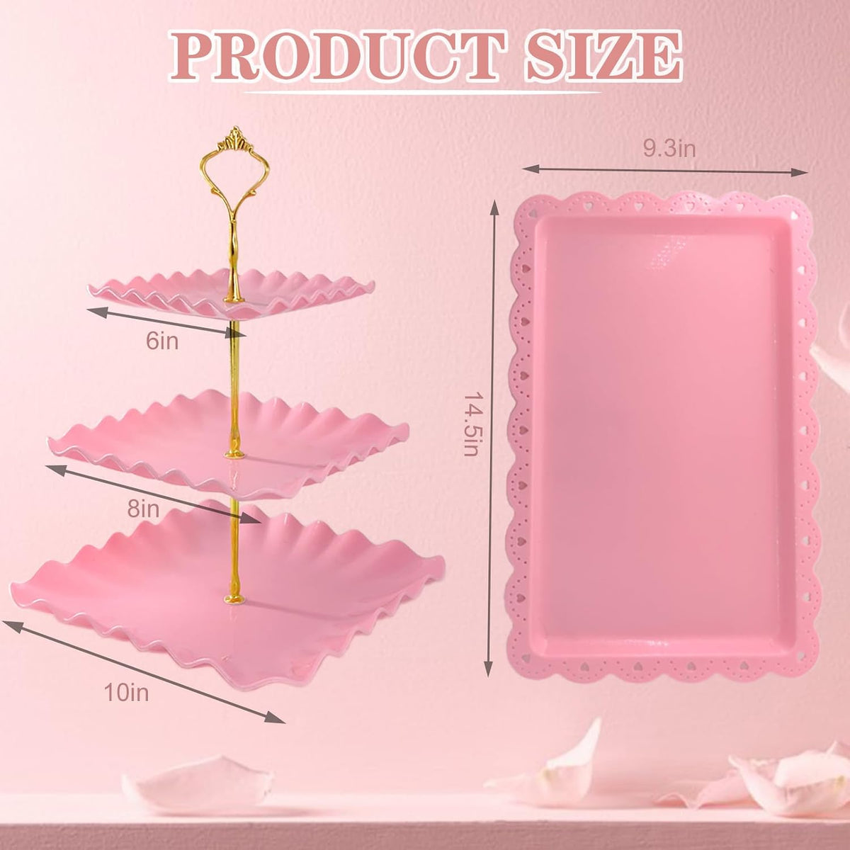 5 Pcs Dessert Table Display Set, Square Cupcake Stand, Pink