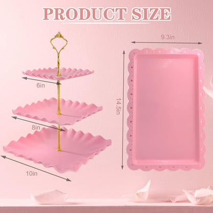 5 Pcs Dessert Table Display Set, Square Cupcake Stand, Pink