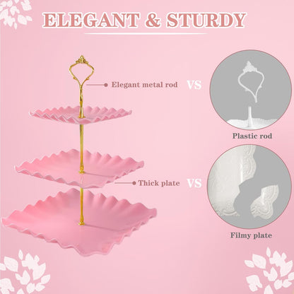 5 Pcs Dessert Table Display Set, Square Cupcake Stand, Pink