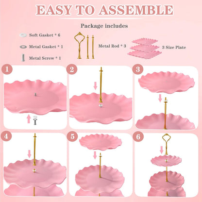 5 Pcs Dessert Table Display Set, Square Cupcake Stand, Pink