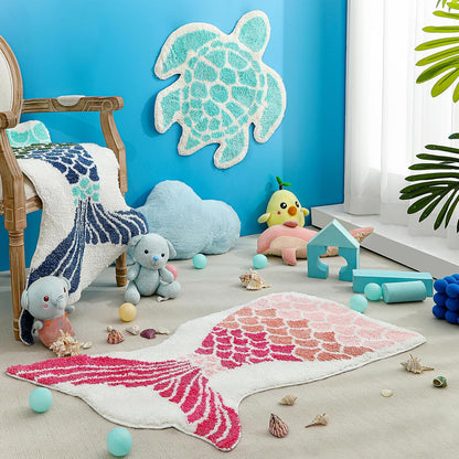 YRXRUS Turtle Bathroom Rugs, Ocean Decor Bath Mat Gifts, Light Pink Bathroom Rug, Cute Sea Turtle Shaped Bath Rug for Sring Summer Room Decor, Machine Washable & Non-Slip Bath Mat, 24x26 Inch