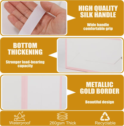 6 Pcs Thank You Gift Bags with Handles and Tissue Paper 9 x 7 x 3. 15'' Elegant Welcome Gift Bags with Bow Ribbon for Wedding Bridesmaid Baby Shower Housewarming Birthday Party(White, Pink)