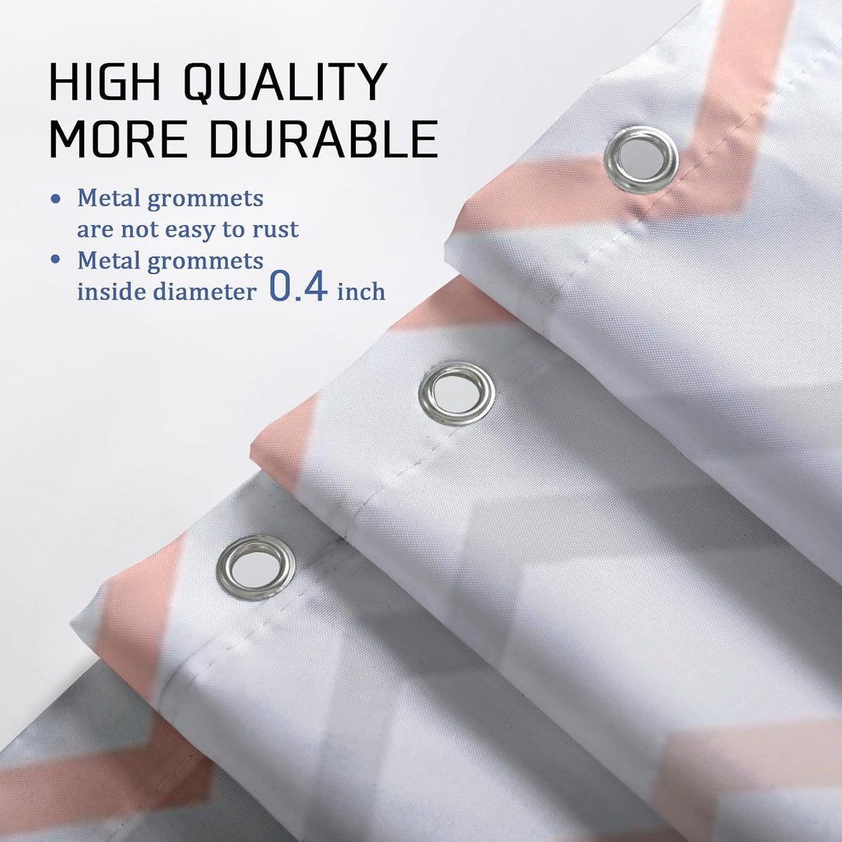 Shower Curtain, Blush Peach Gray Stripe Shower Curtain for Bathroom Decor, Modern Minimalistic Spring Summer Waterproof Fabric Shower Curtain Set with Hooks 72x72 Inch
