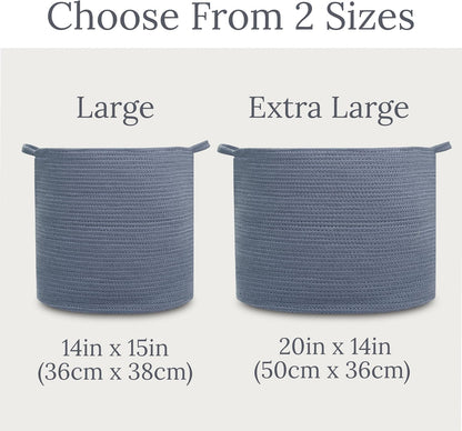 Rope Storage Basket- Nursery Bin and Toy Organizer (15”x15”x14”), Laundry Basket, Basket for Towels, Pillows and Blankets, Perfect Baby Registry Gift