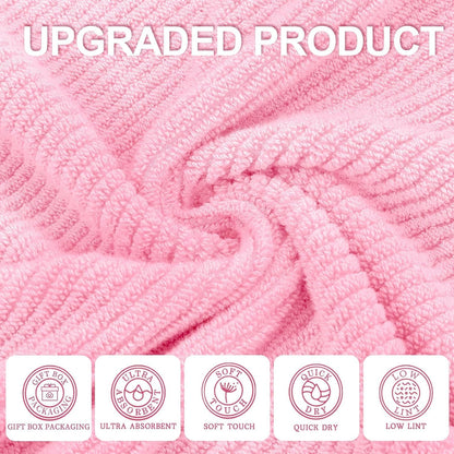 6PC Towel Set, 100% Cotton, Pink