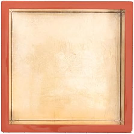 Coral With Gold Lacquer Cocktail Napkin Holder- Decorative 6" Square Holder for Paper Napkins 1 Each