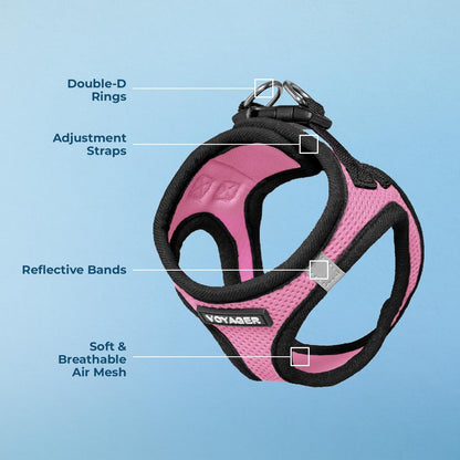 Voyager Step-in Air Dog Vest Harness - Pink/Black Trim, X-Small