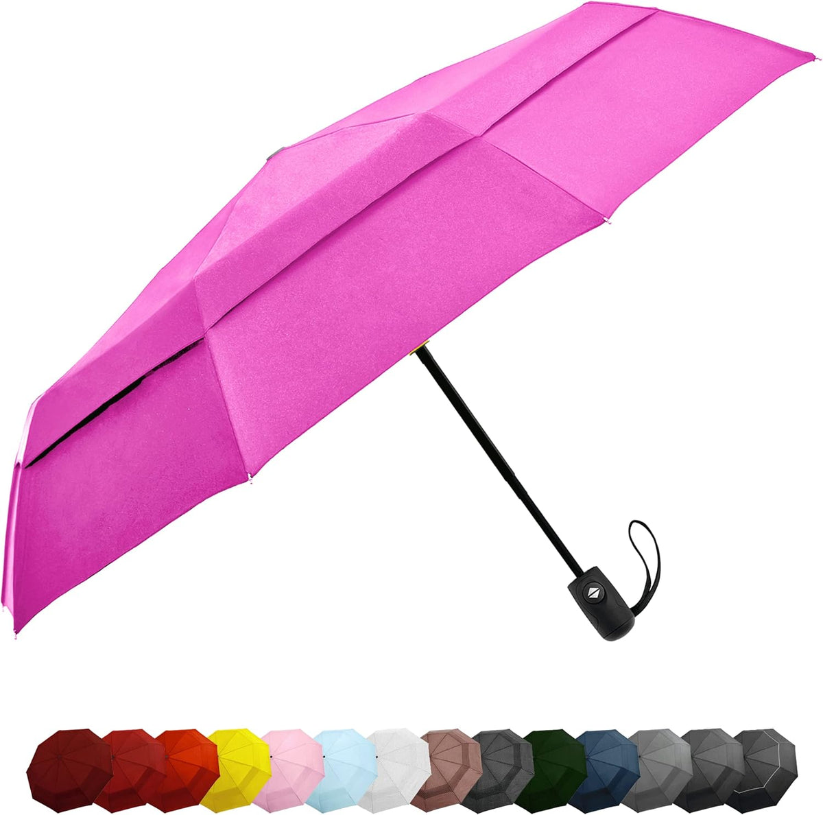Windproof Travel Umbrella Auto Open Close, Compact 42" Folding Umbrella